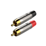 Roxtone RF2C-NG Heavy-Duty RCA Male Connectors (Red & Black Nickel Plated Pair)