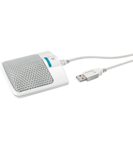 Monacor ECM-306BU/WS USB Semi-Cardioid Boundary Microphone White