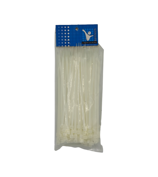 Kentech TIE150/T30RW White Nylon Cable Ties (3.6mm x 150mm)