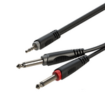 Roxtone SAYC130L3 Samurai Series 3.5mm Stereo Jack to 2 x 6.35mm Mono Jacks (3M)