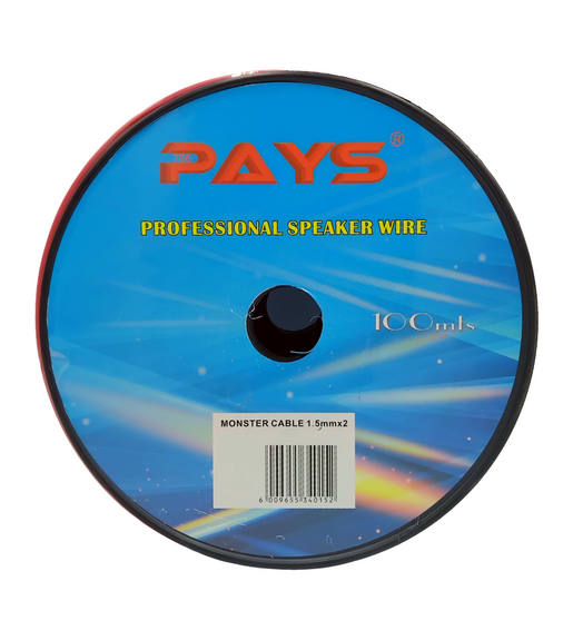 Pays WMONS4 2.5mm Clear Speaker Cable with Red & Blue Trace (100m Roll)