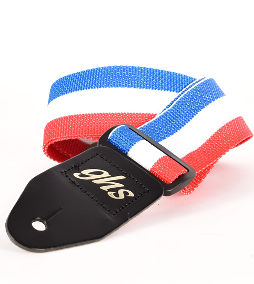 GHS A8 RWB Webbed Nylon Guitar Strap – Red, White & Blue