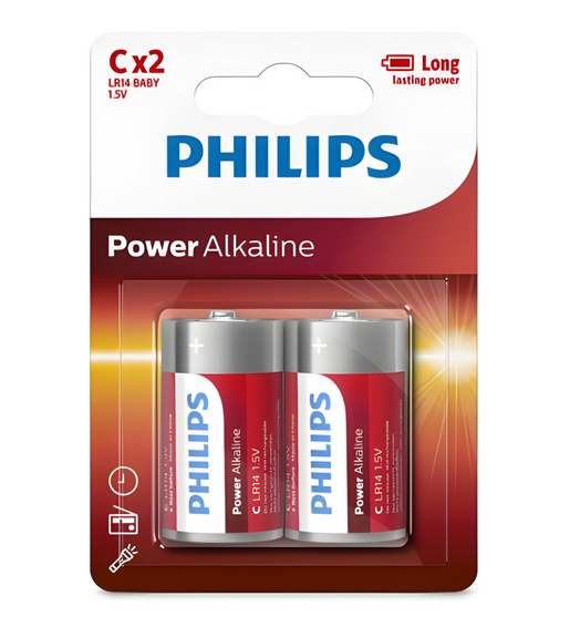 Philips LR14 C Power Alkaline Batteries 1.5V (2 Pack)