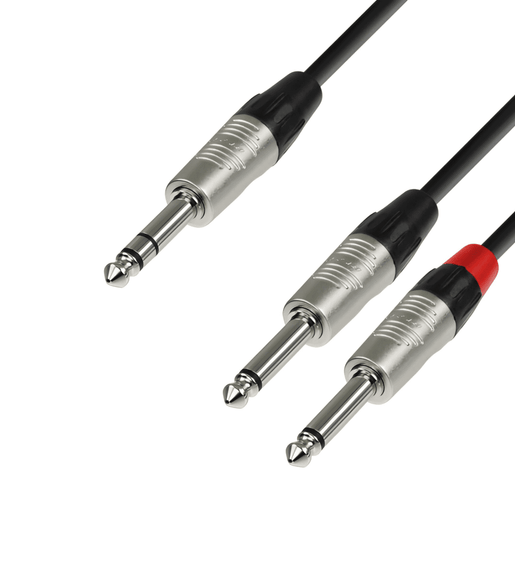 Adam Hall K4YVPP0150 Audio Cable REAN 6.3mm Jack stereo to 2 x 6.3mm Jack mono 1.5m - 4049521119569