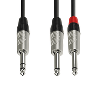 Adam Hall K4YVPP0150 Audio Cable REAN 6.3mm Jack stereo to 2 x 6.3mm Jack mono 1.5m - 4049521119569
