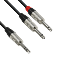 Adam Hall K4YVPP0300 6.3 mm Jack stereo to 2 x 6.3 mm Jack mono audio cable 3m - 4049521119576