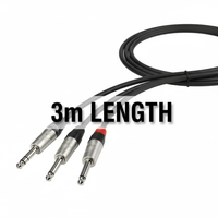Adam Hall K4YVPP0300 6.3 mm Jack stereo to 2 x 6.3 mm Jack mono audio cable 3m - 4049521119576