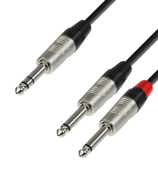 Adam Hall K4YVPP0300 6.3 mm Jack stereo to 2 x 6.3 mm Jack mono audio cable 3m - 4049521119576