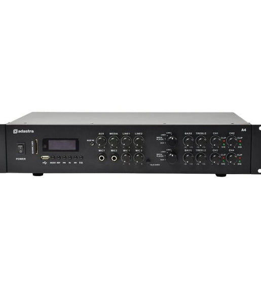 ADASTRA 953.404AD A4 Dual Stereo PA Mixer - Amplifier: 4x200W with USB - 