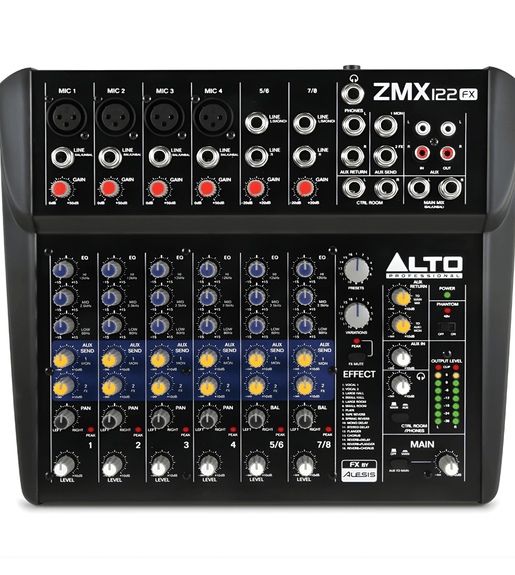 Alto Professional ZMX122FX - 8 - Channel Compact Mixer With Effects - 816311010177