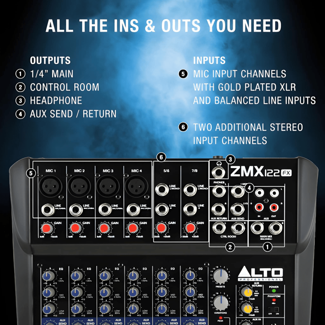 Alto Professional ZMX122FX - 8-Channel Compact Mixer With Effects Alto Professional ZMX122FX - 8-Channel Compact Mixer With Effects