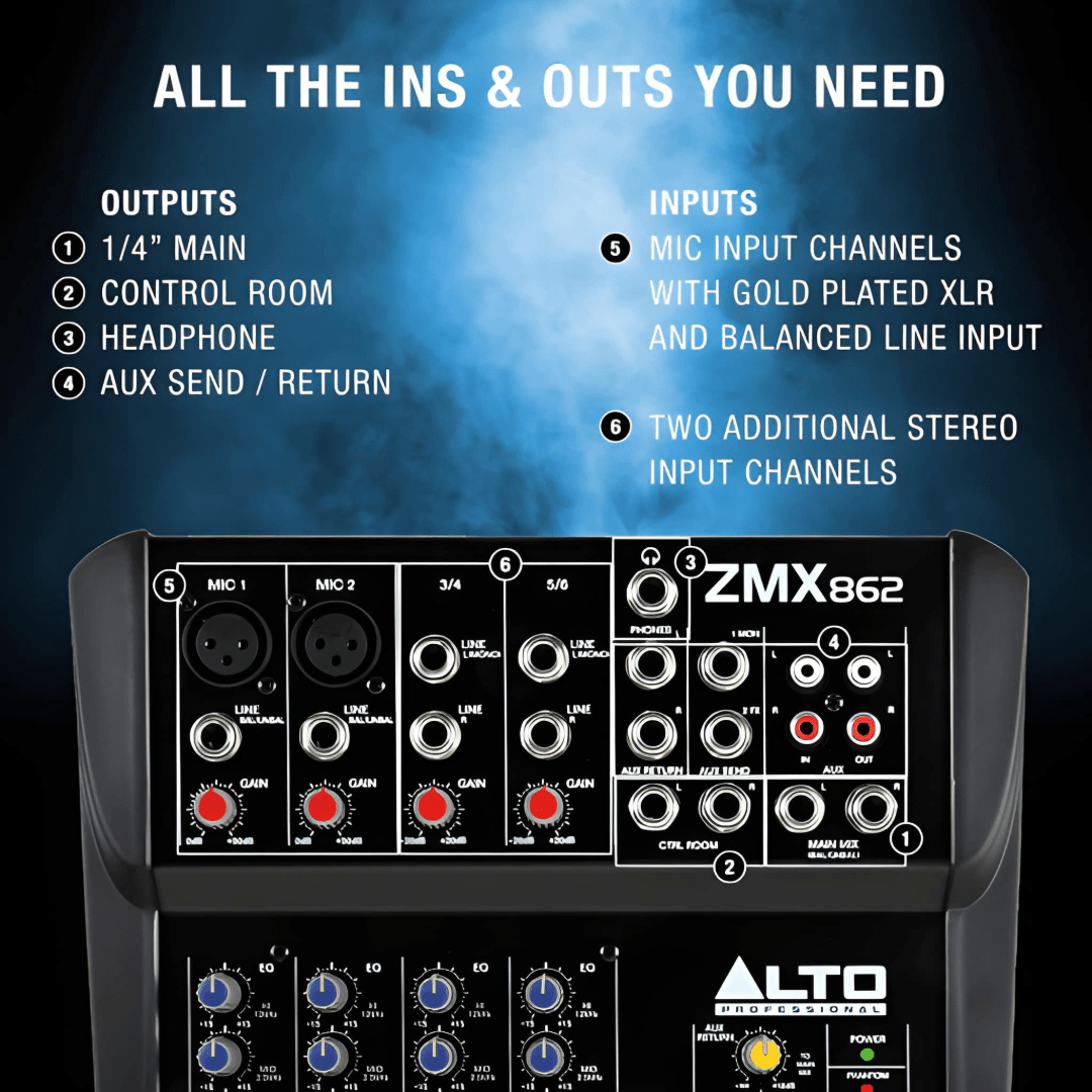 Alto Professional ZMX862 Mixer 6-Channel Compact Powered Mixers Alto Professional ZMX862 Mixer 6-Channel Compact Powered Mixers