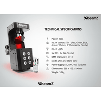 Beamz 150.537b Strobe Light With SCAN200ST 5 X 3W RGBAW 6 DMX IRC - 