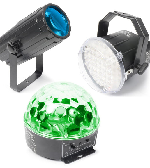 BeamZ Light Package 1 - Moonflower, Mini Star LED Ball & Strobe - 8715693267259