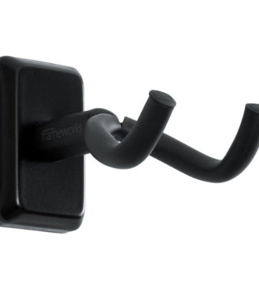 Gator Frameworks GFW-GTR-HNGRBLK Wall Mount Guitar Hanger with Black Mounting Plate