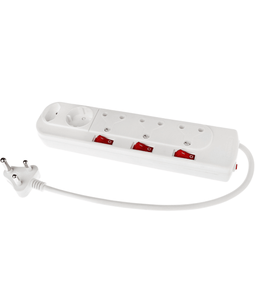 Digitech Multiplug 5 Way 3 x 3 pin 1 x Schuko ,1 x 2pin with 0.5m Cable - 