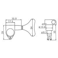 Dr.Parts TE - AMH7001/GD Electric Guitar Machine Heads Gold - Pack of 6 - 6971047516585