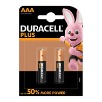 Duracell Plus LR03 MN2400 AAA Alkaline Batteries - Pack of 2 - 5000394142861
