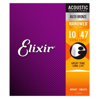 Elixir 11002 Guitar Strings Acoustic 6 Set 010 - 047 Bronze Nanoweb Extra Light - 0733132110025