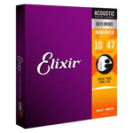 Elixir 11002 Guitar Strings Acoustic 6 Set 010 - 047 Bronze Nanoweb Extra Light - 0733132110025