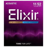 Elixir 11025 Guitar Strings Acoustic 80/20 Bronze with Polyweb Coating Custom Light - 00733132110254