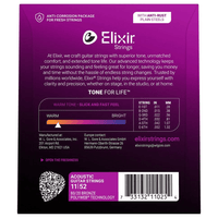 Elixir 11025 Guitar Strings Acoustic 80/20 Bronze with Polyweb Coating Custom Light - 00733132110254