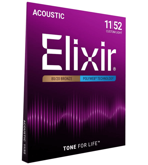 Elixir 11025 Guitar Strings Acoustic 80/20 Bronze with Polyweb Coating Custom Light - 00733132110254