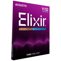 Elixir 11025 Guitar Strings Acoustic 80/20 Bronze with Polyweb Coating Custom Light - 00733132110254