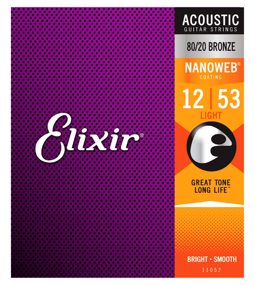 Elixir 11052 Guitar Strings Acoustic 6 Set 011 - 053 Bronze Nanoweb Light - 00733132110520