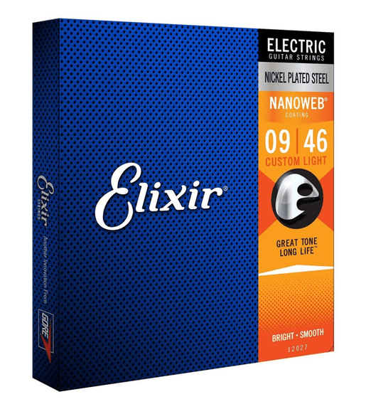 Elixir 12027 Nanoweb Electric Guitar Strings 009 - 046 Steel Custom Light - 0733132120277