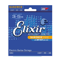 Elixir 12052 Nanoweb Nickel Plated Light Electric Guitar Strings (10 - 46) - 733132120529