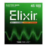 Elixir 14052 Guitar strings 4 Bass electric 45 - 100 Long Scale nickel plated Steel Nanoweb light - 00733132140527