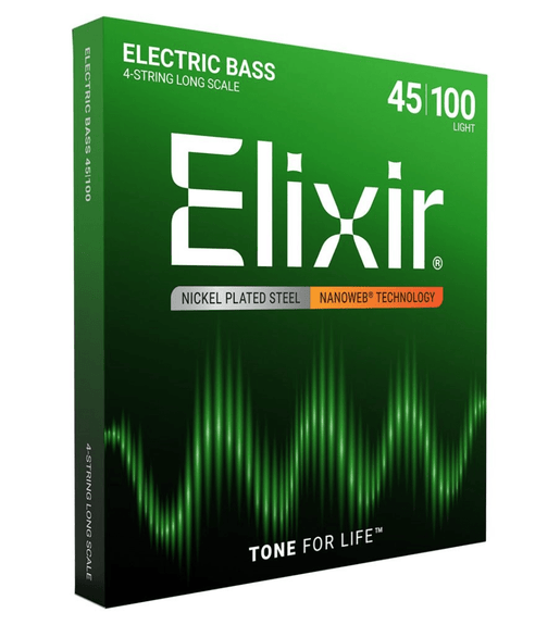 Elixir 14052 Guitar strings 4 Bass electric 45 - 100 Long Scale nickel plated Steel Nanoweb light - 00733132140527