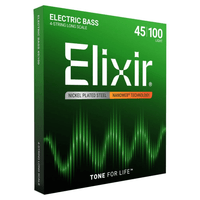 Elixir 14052 Guitar strings 4 Bass electric 45 - 100 Long Scale nickel plated Steel Nanoweb light - 00733132140527