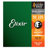 Elixir 14102 Guitar Strings 4 Bass Electric 50 - 105 Long Scale Nickel Plated Steel Nanoweb Medium - 0733132141029