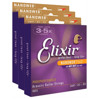 Elixir 16027 Nanoweb Phosphor Bronze Custom - Light Acoustic Guitar Strings (11 - 52) - 733132160273
