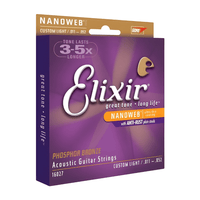 Elixir 16027 Nanoweb Phosphor Bronze Custom - Light Acoustic Guitar Strings (11 - 52) - 733132160273