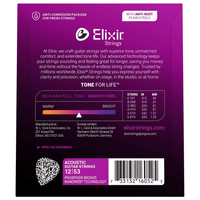 Elixir 16052 Guitar Strings Acoustic 6 Set 012 - 053 Phosphor Bronze Nanoweb Light - 733132160525