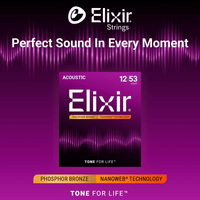 Elixir 16052 Guitar Strings Acoustic 6 Set 012 - 053 Phosphor Bronze Nanoweb Light - 733132160525
