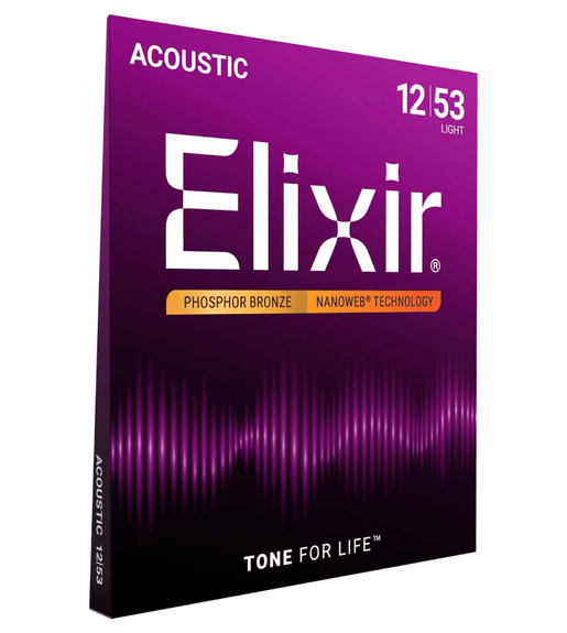 Elixir 16052 Guitar Strings Acoustic 6 Set 012 - 053 Phosphor Bronze Nanoweb Light - 733132160525