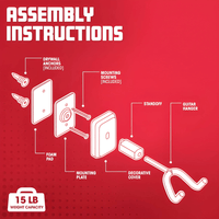 Gator Frameworks GFW - GTR - HNGRBLK Wall Mount Guitar Hanger with Black Mounting Plate - 716408540092