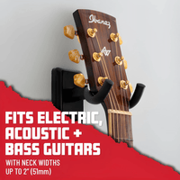 Gator Frameworks GFW - GTR - HNGRBLK Wall Mount Guitar Hanger with Black Mounting Plate - 716408540092