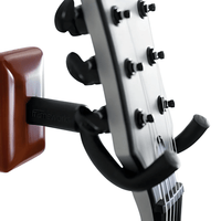 Gator Frameworks GFW - GTR - HNGRMHG Wall Mounted Guitar Hanger with Mahogany Mounting Plate - 716408540078