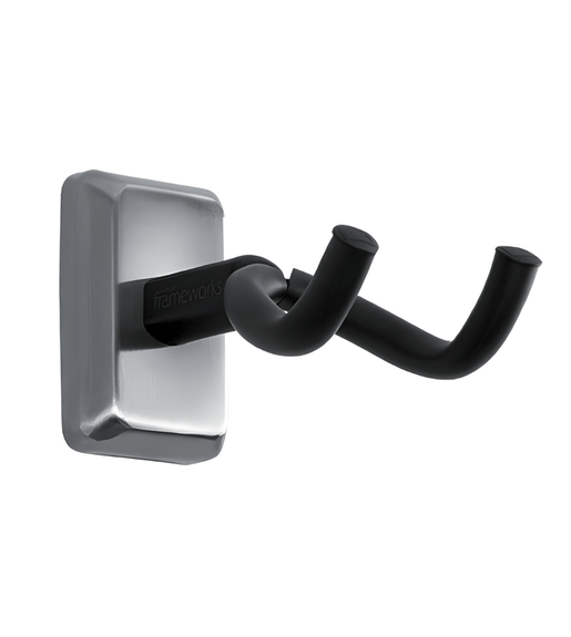 Gator Frameworks GFW - GTR - HNGRSCH Wall Mounted Guitar Hanger with Satin Chrome Mounting Plate - 716408540054