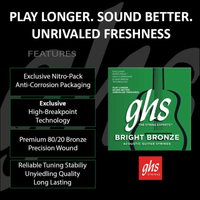 GHS BB10U Guitar Strings Acoustic 6 Set 10 - 46 Bright Bronze - 0737681005511