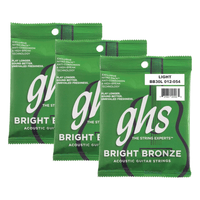 GHS BB30L Guitar Strings Acoustic 6 Set 12 - 54 Bright Bronze - 00737681005535
