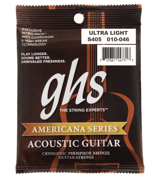 GHS S405 Guitar Strings Acoustic Americana Ultra Light - 737681447717
