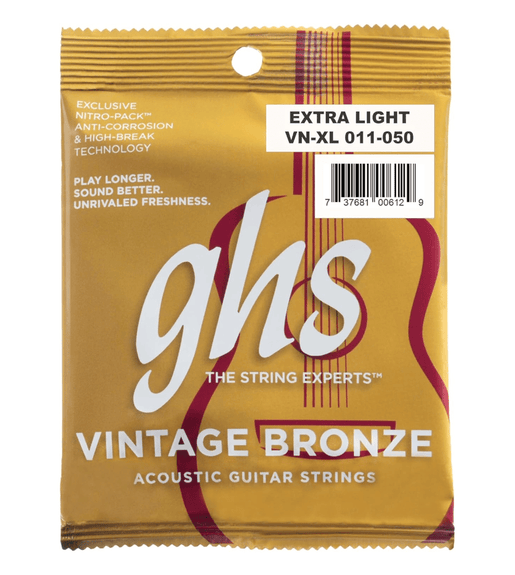 GHS VN - XL Guitar Strings Acoustic 6 Set 011 - 050 Vintage Bronze Extra Light - 00737681006129