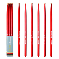 Hanflag HFQ15ARD Hun Drum Sticks 5A Q1 Hickory Wooden Tip Red - 