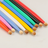Hanflag HFQ15ARD Hun Drum Sticks 5A Q1 Hickory Wooden Tip Red - 